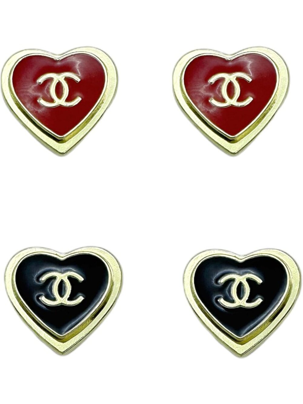 Gold-Tone Heart Shape Stud Earrings - 2 Pairs, Cute & Stylish Jewelry Accessory